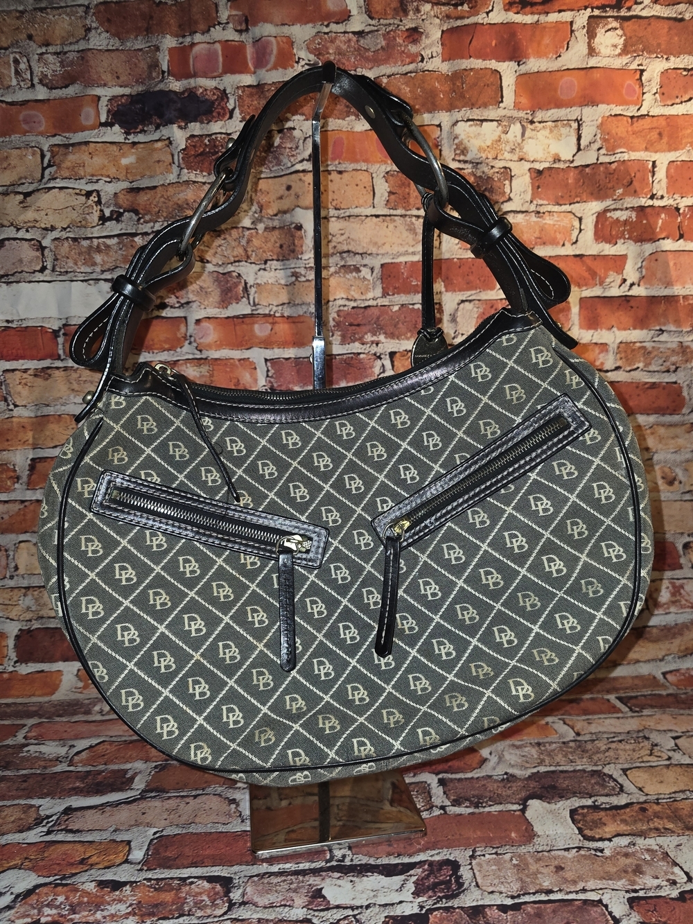 Dooney & Bourke Black Logo Crescent Shoulder Bag